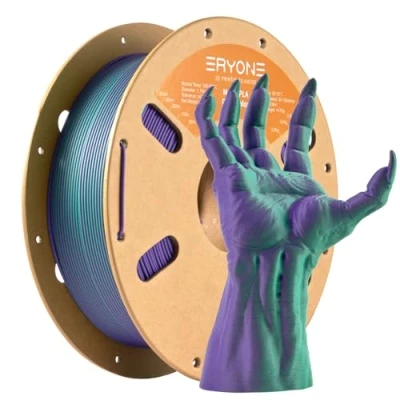 Afbeelding van ERYONE Mat PLA 3D printerfilament, 1,75 mm, maatnauwkeurigheid +/ 0,03 1 kg, spoel, tweekleurig, PLA, groen, blauw en paars