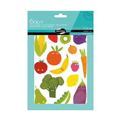 Afbeelding van Maildor AE030O babystickers (met 6 vellen in formaat DIN A5, 14, 8 x 21 cm, ideaal voor kinderen vanaf 2 jaar, groenten en fruit), 1 verpakking