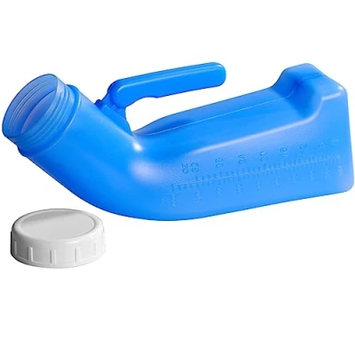 Afbeelding van Urinoirfles, draagbaar, urinoirtoilet, 1 liter, mannelijk, plastic plasfles, urinefles met deksel, kleine potje voor reizen, tent, camping, noodgeval