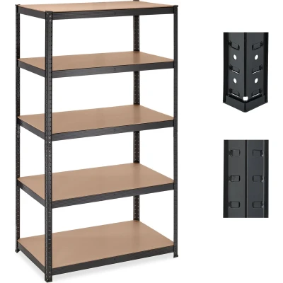 Afbeelding van Relaxdays stellingkast, HBD 180x100x60 cm, draagvermogen 1250 kg, 5 planken, kelder, garage, metaal, stellingrek, zwart