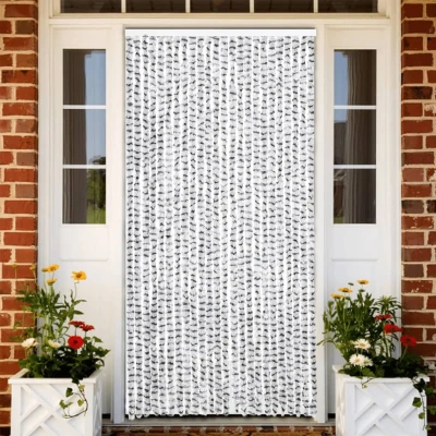 Afbeelding van Vliegengordijn 100x230 cm chenille lichtgrijs en donkergrijs