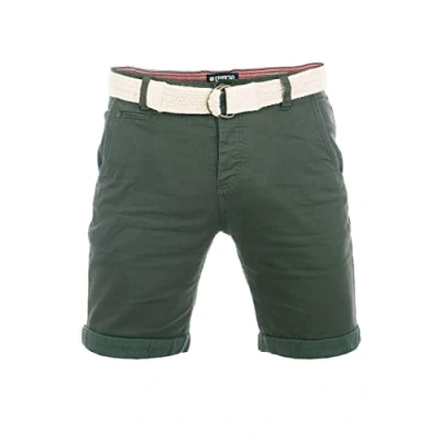 Afbeelding van Riverso RIVHenry Chino short voor heren met riem, bermuda, korte broek, 98% katoen, lichtblauw, donkerblauw, marineblauw, rood, groen, oranje, beige, grijs, W30 W42, Cypress Green, 42