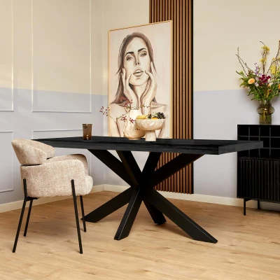 Afbeelding van Eetkamertafel Milan Zwarte eettafel mangohout 200 cm