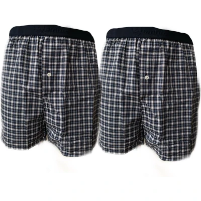 Afbeelding van Embrator 2 stuks mannen Boxershorts geweven katoen donkerblauw/wit maat XXL