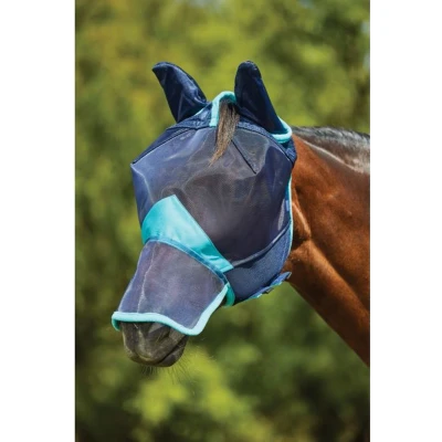 Afbeelding van Weatherbeeta Vliegenmasker Comfitec Deluxe Fine Mesh met Oren en Neus Zwart/Turquoise Full
