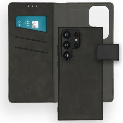 Afbeelding van Samsung Galaxy S23 Ultra Hoesje Kunstleder iMoshion Bookcase/2 in 1 Case Zwart Telefoonhoesje