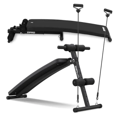 Afbeelding van Zipro Sit Up Bank Slant, fitnessbank met 5 voudig verstelbare rugleuning, trainingsbank 2 touwen, belasting 200 kg, hoekverstelling 20 30 graden