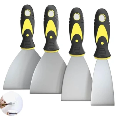 Afbeelding van TOKERD 4 delige set spatel staal plamuurmes 5, 7,6, 10,2, 12,7 cm voor behang en muren