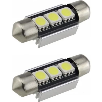 Afbeelding van Auto LEDlamp 2 stuks LED festoon 39mm 3 SMD daglichtwit 6500K CAN BUS 12 Volt