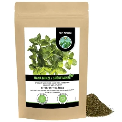 Afbeelding van Groene munt (250g), gesneden, voorzichtig gedroogd, 100% puur en natuurlijk voor de bereiding van thee, Marokkaanse munt, kruidenthee