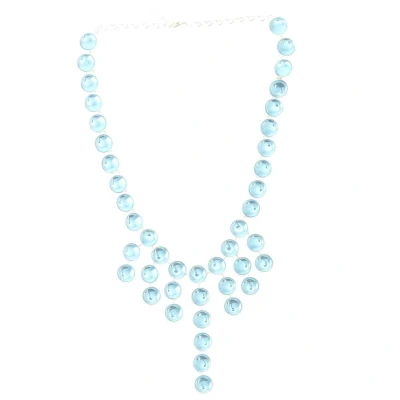 Afbeelding van Behave Dames ketting zilver kleur met blauwe stenen en hangers 44 cm