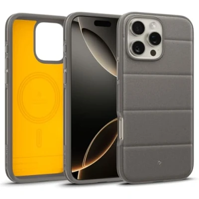 Afbeelding van Caseology Athlex Mag hoesje voor iPhone 16 Pro Max [zandsteentextuur kras] magnetische valbescherming van militaire kwaliteit Active Grey