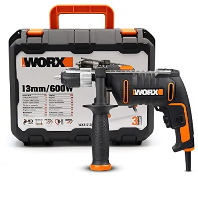 Afbeelding van Worx WX317.2 Professionele klopboormachine met 600 W voor boren in hout, beton en staal traploze toerentalregeling &amp; snelspanboorhouder