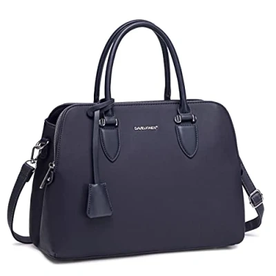 Afbeelding van David Jones Dames Bugatti Handtas Draagtas Shopper Tote PU Leer Schoudertas Veel Zakken Vakken Rits Crossbodytas Vrouwen Meisje Tassen Mode Stad Werk Donkerblauw
