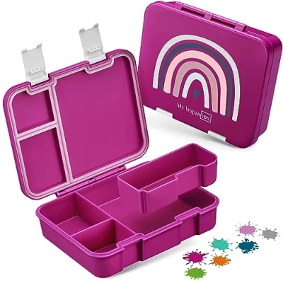 Afbeelding van My Vesperbox Jin Bento Box, lunchbox voor kinderen; extreem sterke broodtrommel; ideaal de kinderopvang en school (paars, regenboog)