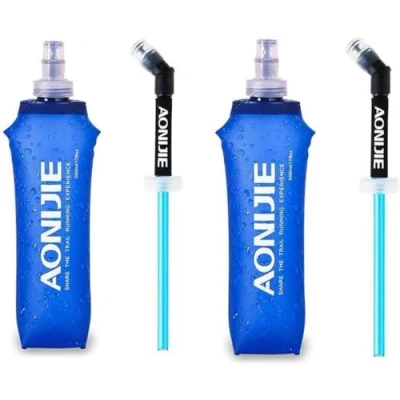Afbeelding van AONIJIE Pack 2 TPU Zachte Opvouwbare Waterflessen Fles voor Hydratatie Pack, 500ml met rietje Running Wandelen Fietsen Klimmen
