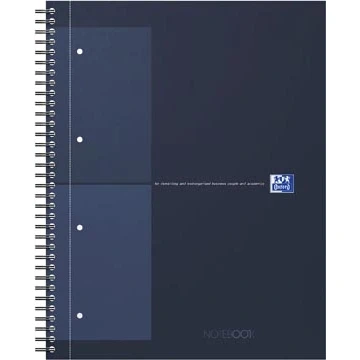 Afbeelding van Oxford International notebook A4+ geruit 5mm 4 gaats 80 vel stevige kartonnen kaft 30 jaar blauw