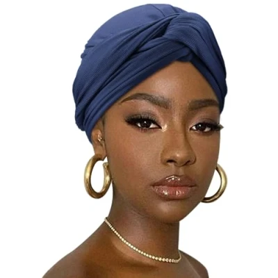 Afbeelding van DRESHOW Haarband voor Vrouwen Geribbeld Zacht Tulband Stretch Jersey Hoofd Sjaal Ademend Lichtgewicht Effen Kleur