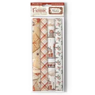Afbeelding van Stamperia Stofpakket Gear Up for Christmas, set van 4, 4 ontwerpen à 30 x cm patchwork, quilting, naaien, knutselen
