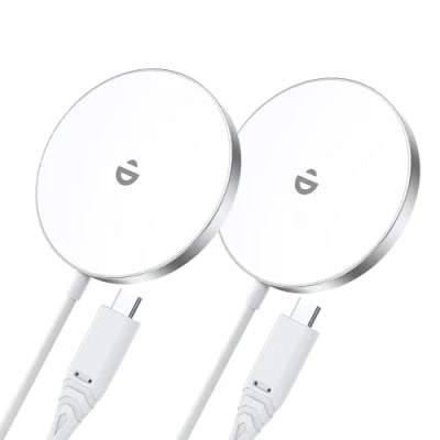 Afbeelding van RoRoSkin Mag Safe Oplader voor iPhone, draadloos, magnetisch, iPhone 16/16 Pro/16 Pro Max, 15, 14, 13 Series en AirPods, draadloos oplaadpad, 2 stuks