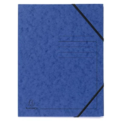Afbeelding van Exacompta 555412E gummimap, zonder kleppen, met lijnopdruk op de voorkant, van glanzend karton, 355gm2, 5 stuks, blauw