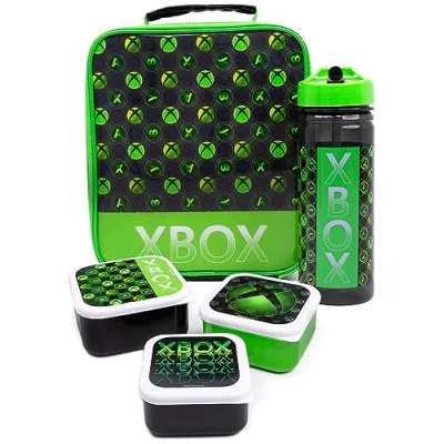 Afbeelding van Xbox Lunch Bag voor kinderen 5 delige schoolmaaltijd tas met BPA vrije waterfles en snackbakjes Game Console Controller Logo Adventure Groen Gamer Genot Complete set jonge gamers