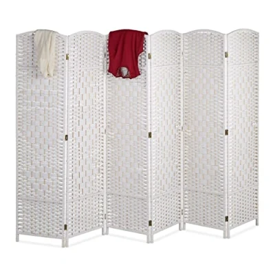 Afbeelding van Relaxdays kamerscherm 6 panelen, HxB 170x240 cm, roomdivider opvouwbaar, scheidingswand, hout &amp; papiertouw, wit