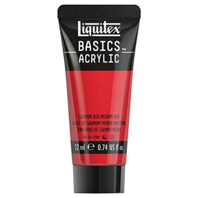 Afbeelding van Liquitex 8870451​ Basics acrylverf, cadmiumrood, medium tint, 22 ml tube, lichtecht, waterbestendig, voor het schilderen en decoreren van hout, metaal, keramiek, kunststof, canvas