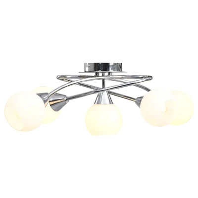 Afbeelding van Plafondlamp met keramieken bolvormige kappen voor 5xE14 wit