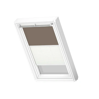 Afbeelding van VELUX Origineel Verduisterend Rolgordijn Plus Plissé (DFD) Wit Kozijn, PK10, Warm Grey