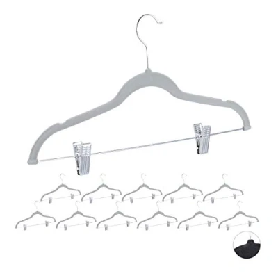 Afbeelding van kledinghangers met knijpers set van 12 antislip 43 cm broekhanger grijs