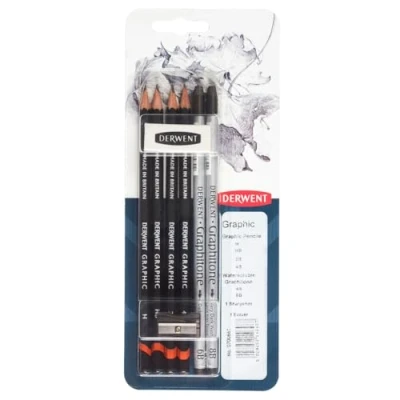 Afbeelding van Derwent 0700661 gemengde grafisch mediaset, 6 pennen en accessoires