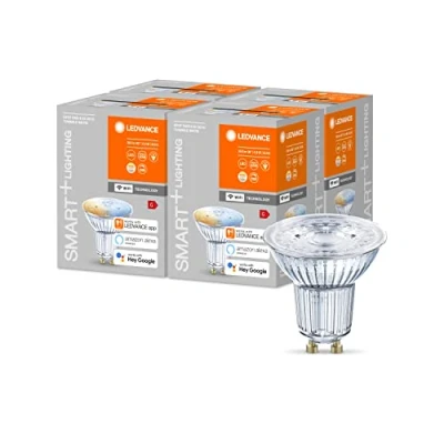 Afbeelding van LEDVANCE Slimme LED reflectorlamp met WiFi technologie, GU10 lampvoet, lichtkleur instelbaar (2700 6500K), dimbaar, vervangt reflectorlampen 50 W, SMART+ SPOT Tunable White, 4 pak