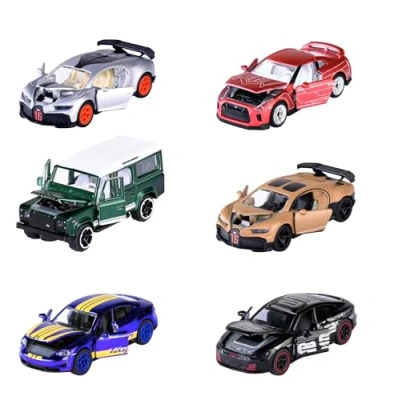 Afbeelding van Majorette Deluxe modelauto (1 auto), 1 van 6 speelgoedauto&#039;s (Audi, Bugatti, Land Rover, Nissan, Porsche) metaal met verzamelbox, 7,5 cm, voor kinderen vanaf 3 jaar