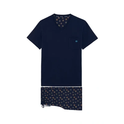 Afbeelding van HOM SET Pyjama, Heren, Maat: Small, Navy print