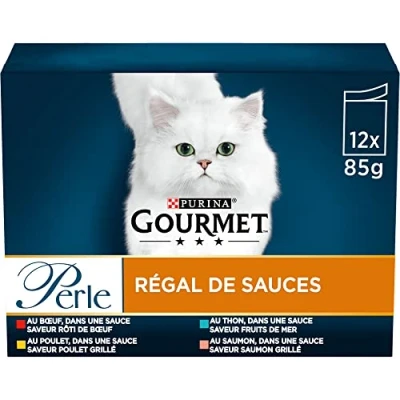Afbeelding van Gourmet Perle Maaltijdzakjes Sauce Delight Multipack Kattenvoer Kip 12x85 g