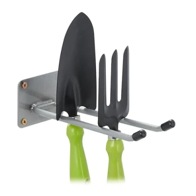 Afbeelding van Relaxdays gereedschapshaak, opberghaak, voor bezems en tuingereedschap, 24 cm lang, dubbele haak, staal, zilver