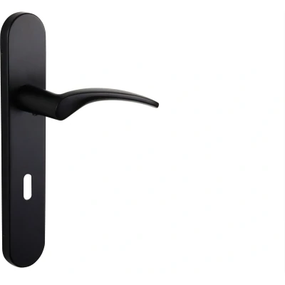 Afbeelding van Lavuzo deurkruk Lodini Zwart met afgerond schild SL72 Per set