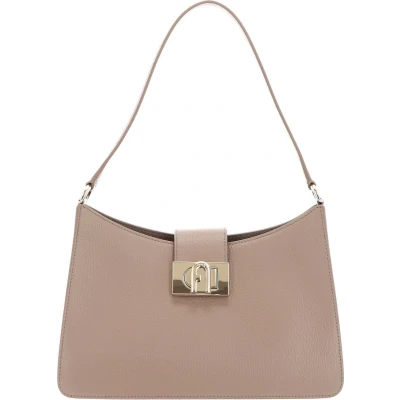 Afbeelding van FURLA Leren Schoudertas 1927 Soft Shoulder Bag Greige Taupe
