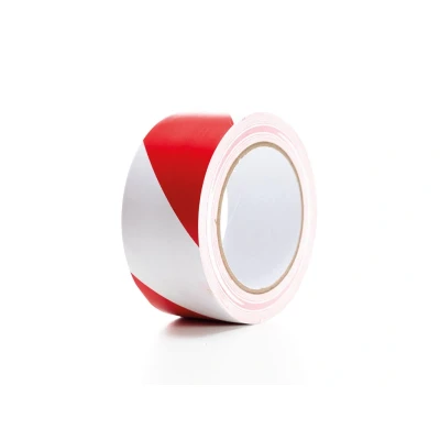 Afbeelding van Perel Slijtvaste markeringstape 5 cm x 33 m, verhoogde veiligheid op de werkvloer, rood/wit