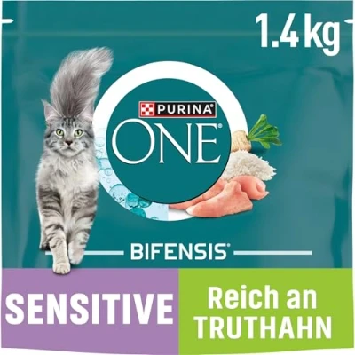 Afbeelding van PURINA ONE BIFENSIS Sensitive kattenvoer, droog, rijk aan kalkoen, 6 stuks (6 x 1,4 kg)