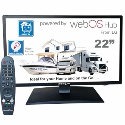 Afbeelding van Unispectra® 22“ Smart TV (webOS) FHD 230V 24V Triple Tuner: Sat, Antenne, Kabel TV, 3xHDMI, 2xUSB, Magic Remote. 12V voor campers, caravans, vrachtwagens, bestelwagens, boten, thuis