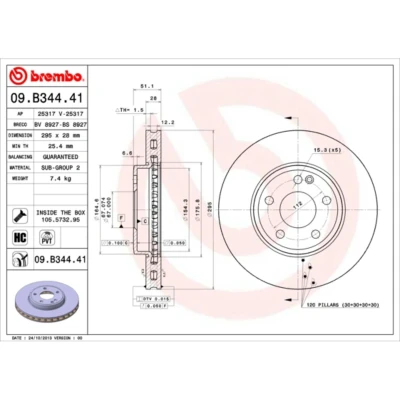 Afbeelding van Brembo Remschijf 09.B344.41