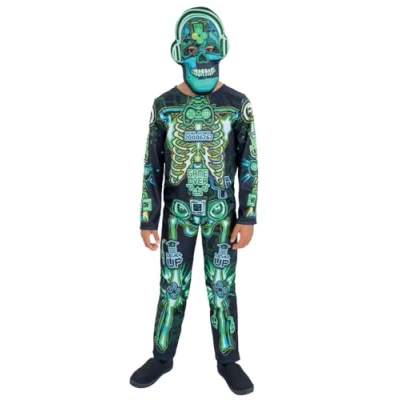 Afbeelding van Smiffy&#039;s Spook &amp; Skelet Kostuum High Score Game Jongen Groen, Zwart Large Halloween Verkleedkleding