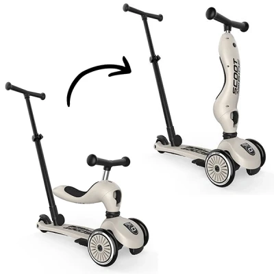 Afbeelding van Scoot and ride 2 in 1 loopfiets en step push go ash