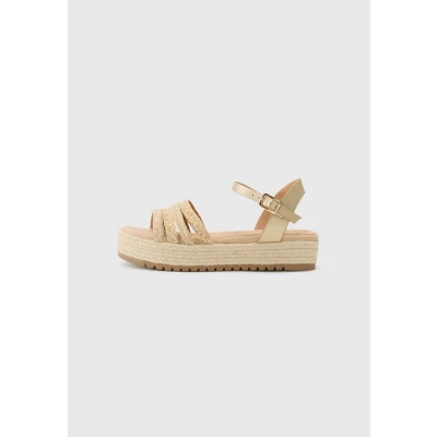 Afbeelding van mtng Amelie Sandalen met plateauzool, Dames, Maat: 41, Sand/champagne Hoogwaardig imitatieleer