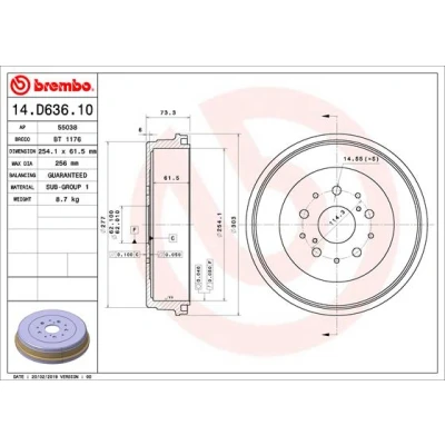 Afbeelding van Brembo Remtrommel 14.D636.10