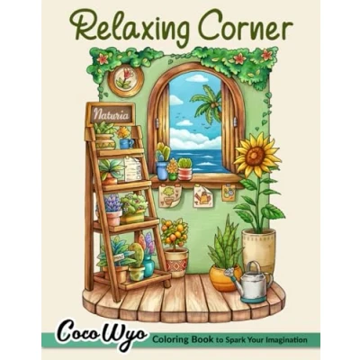 Afbeelding van Relaxing Corner: Adult Coloring Book with Calm, Cozy, and Peaceful Spaces for Relaxation Stress Relief