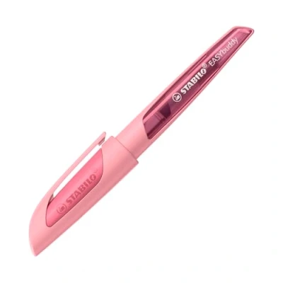 Afbeelding van School Vulpen met linkshandige punt L STABILO EASYbuddy Pastel in poeder roze Schrijfkleur blauw (uitwisbaar) 1 stuks inclusief navulling