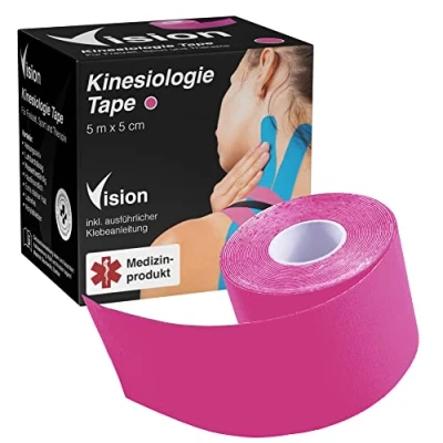 Afbeelding van Vision Kinesiologie tape I 5 cm x m medisch hulpmiddel kinesio super huidvriendelijk extra sterke grip elastisch ademend waterbestendig (roze)